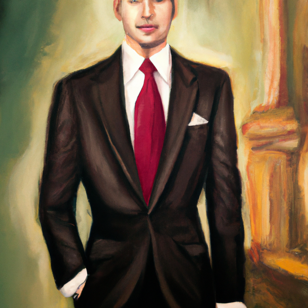 A rich and successful man wearing a suit. Oil Painting.